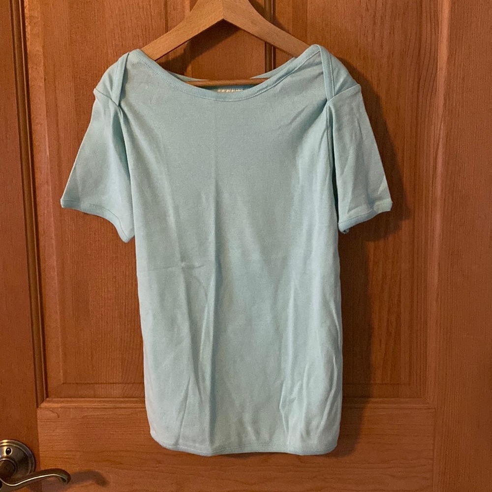 Kate Quinn Organics Boutique Aqua Short Sleeve Tee Shirt Size 6 NEW with tag
